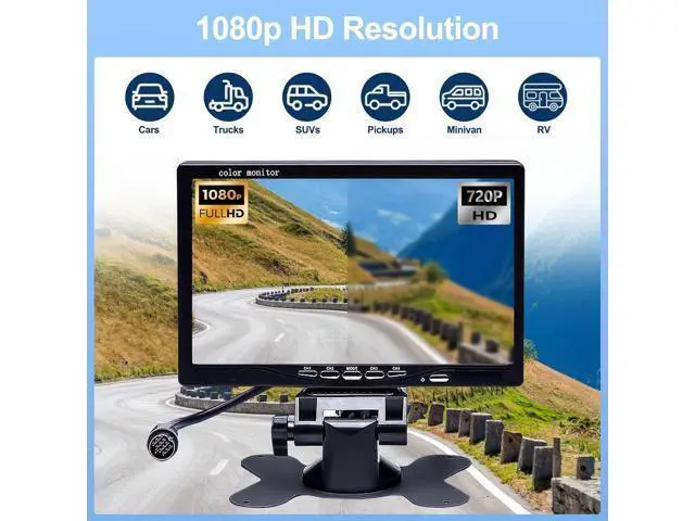 Alt view image 2 of 7 - Camecho Vehicle Backup Camera 4 Split Monitor Front View Rear View Camera Auto 18 IR Night Vision Waterproof Aviation 4 Pins Connector LCD Monitor for Trucks RV Trailer Bus