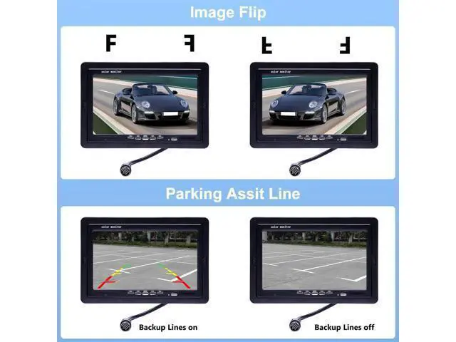 Alt view image 4 of 7 - Camecho Vehicle Backup Camera 4 Split Monitor Front View Rear View Camera Auto 18 IR Night Vision Waterproof Aviation 4 Pins Connector LCD Monitor for Trucks RV Trailer Bus