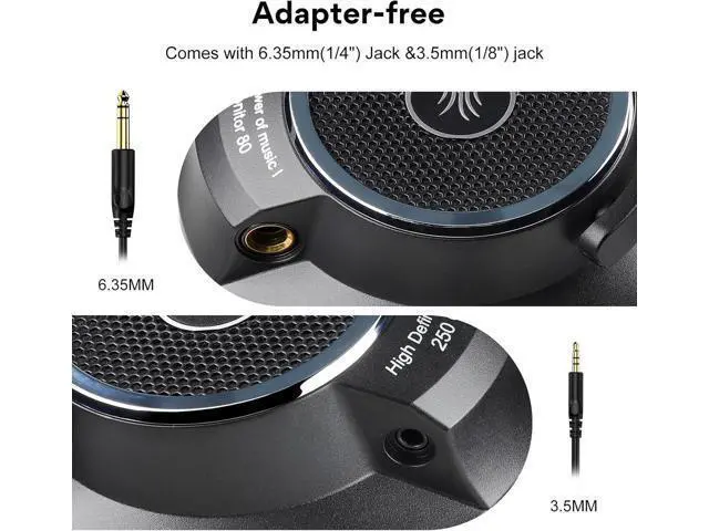 Alt view image 6 of 7 - OneOdio Monitor 80 Open Back Headphones- Studio Headphones for Mixing Mastering Editing, Wired Over Ear Headphones for Professional Studio Applications, 250 Ohm, Velour Earmuffs, Sound Isolation