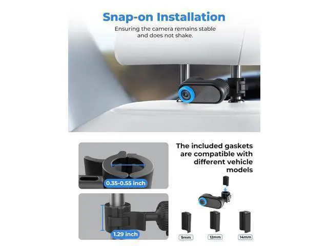 Alt view image 6 of 7 - BM2A Baby Car Camera 3X Zoom to See Baby Clearly, 5.2" 1080P Display & Auto IR Night Vision, Rear-Facing View Monitor, Easy Install for Parents & Pet Owners