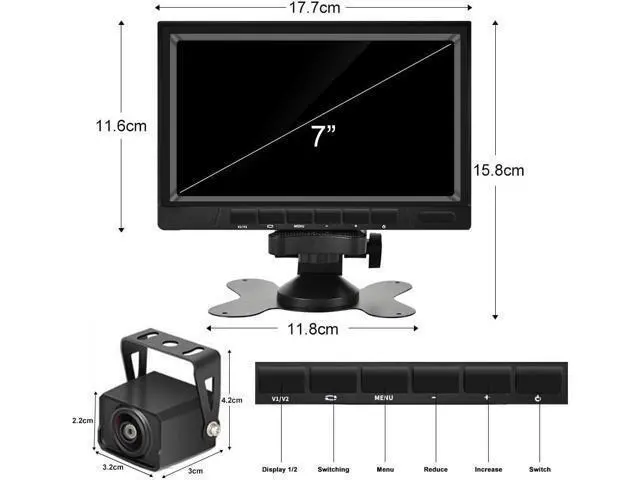 Alt view image 2 of 7 - AHD Dual Backup Camera with 7'' 1080P DVR Monitor, Front and Rear View Camera Waterproof Night Vision Reversing Camera for Truck Pick Up RV Camper Bus 12V-36V