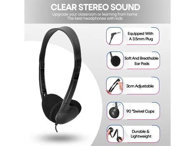 Alt view image 2 of 7 - Kids Headphones Bulk 30 Pack for School Classroom Students Children Toddler Boys Girls Teen Adults