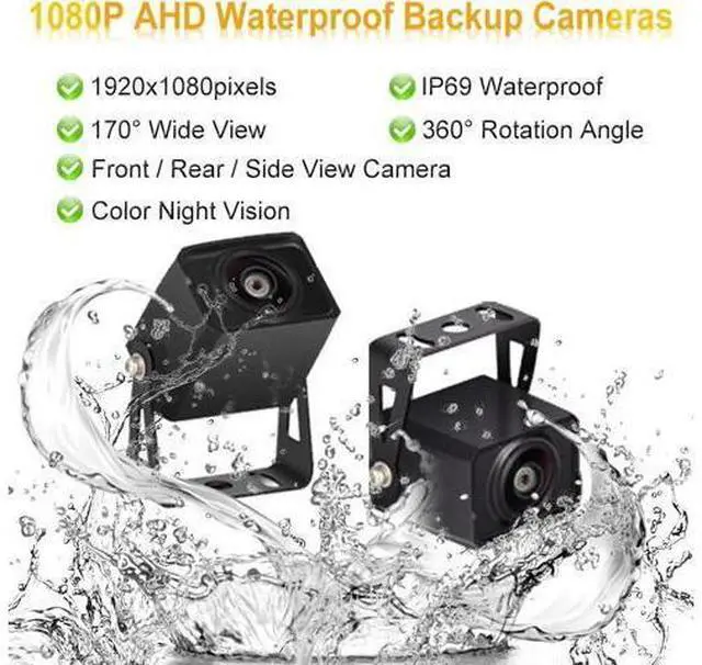 Alt view image 5 of 7 - AHD Dual Backup Camera with 7'' 1080P DVR Monitor, Front and Rear View Camera Waterproof Night Vision Reversing Camera for Truck Pick Up RV Camper Bus 12V-36V