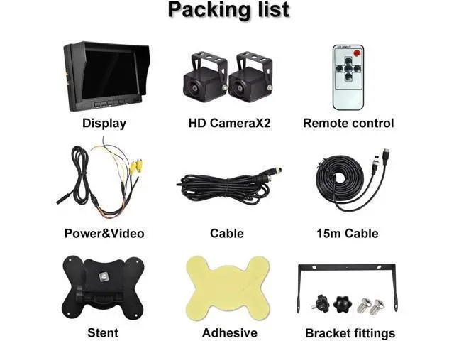 Alt view image 7 of 7 - AHD Dual Backup Camera with 7'' 1080P DVR Monitor, Front and Rear View Camera Waterproof Night Vision Reversing Camera for Truck Pick Up RV Camper Bus 12V-36V