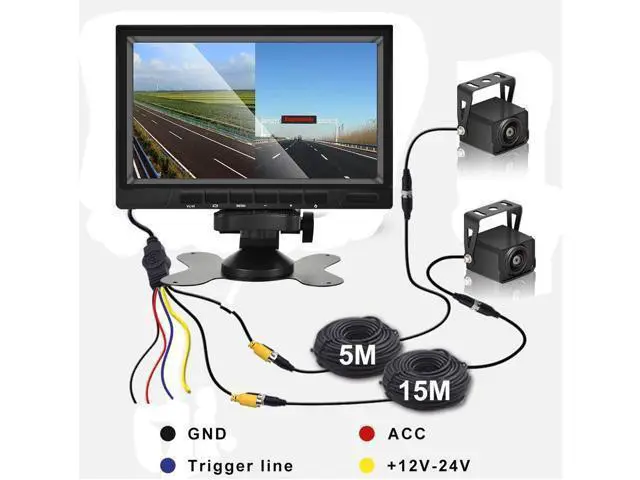 Alt view image 6 of 7 - AHD Dual Backup Camera with 7'' 1080P DVR Monitor, Front and Rear View Camera Waterproof Night Vision Reversing Camera for Truck Pick Up RV Camper Bus 12V-36V