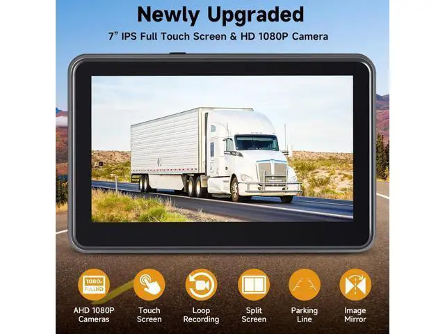 Alt view image 2 of 7 - AHD1080P Wired Backup Camera with 7'' Touch Screen Monitor, Rear View Camera System for Truck/RV/Trailer/Skid Steer/Tractor, Colorful Night Vision&10G Vibration Truck Rv Camera System