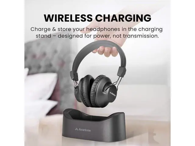 Alt view image 3 of 6 - Avantree Audition 3 - Bluetooth Over-Ear Headphones with Wireless Charging Dock, 50H Battery, aptX-Adaptive, Clear Voice, Compatible with Bluetooth TVs