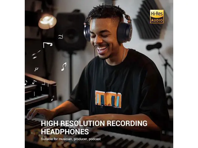 Alt view image 2 of 7 - OneOdio Monitor 60 Professional Studio Headphones - Recording Wired Over Ear Headphones, Hi-Res Audio, Soft Comfortable Earmuffs, 6.35mm Adapter for Tracking Mixing DJ Mastering Broadcast-Navy Blue
