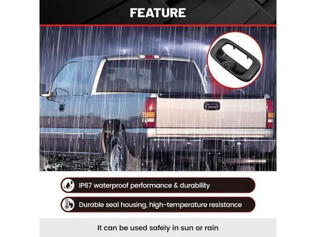 Alt view image 6 of 7 - RED WOLF Tailgate Handle Backup Camera Fit for 1999-2006 Chevrolet Chevy Silverado/GMC Sierra 1500 2500 3500HD Pickups Reverse Rear View Backup Camera, Waterproof Guideline w/12V Power Cable RCA Plug