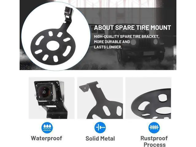 Alt view image 2 of 7 - EWAY Classic 1.0 Backup Camera for Jeep Wrangler Spare Tire Mount 2007-2018, Rear View Reverse Aftermarket Camera for JK JKU Rubicon Sahara Sport Unlimited Removable Guidelines w/OEM Monitor Adapter