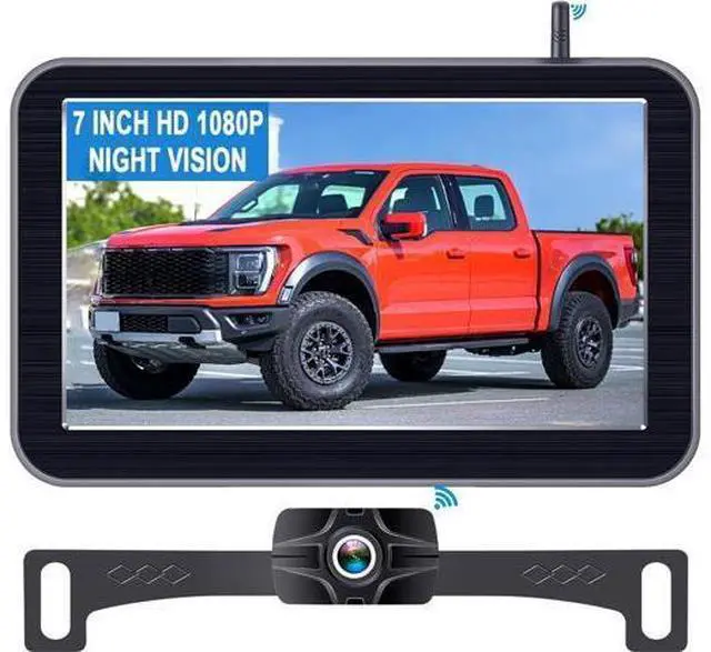 Main image of 7-Inch Wireless Backup Camera for Truck - 2 Channel, DIY Grid Lines, HD 1080P, Night Vision, IP69K Waterproof, Backup Camera for Truck, Pickup, Trailer, Cars - Parking Safety & Towing Assistance