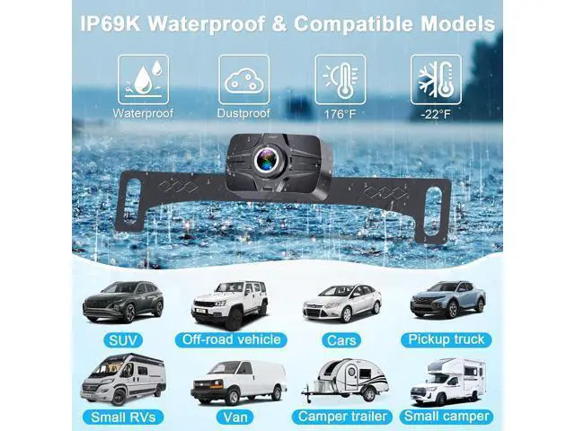 Alt view image 5 of 7 - 7-Inch Wireless Backup Camera for Truck - 2 Channel, DIY Grid Lines, HD 1080P, Night Vision, IP69K Waterproof, Backup Camera for Truck, Pickup, Trailer, Cars - Parking Safety & Towing Assistance