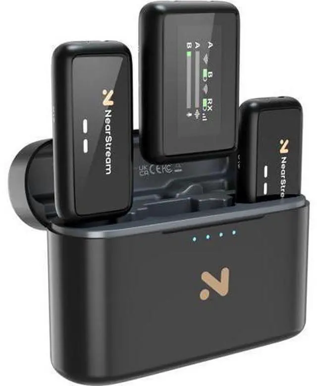 Main image of NearStream Wireless Lavalier Microphone for iPhone/Android/DSLR/Camera/PC, Wireless Lapel Microphone System with Noise Cancellation, 656ft Transmission, LCD Display, 20H Battery Life (AWM20T)