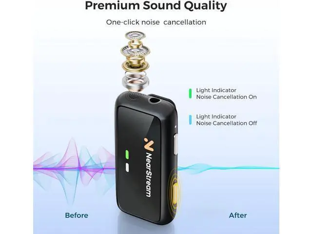 Alt view image 3 of 7 - NearStream Wireless Lavalier Microphone for iPhone/Android/DSLR/Camera/PC, Wireless Lapel Microphone System with Noise Cancellation, 656ft Transmission, LCD Display, 20H Battery Life (AWM20T)
