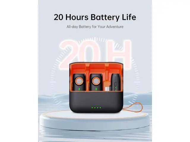 Alt view image 3 of 7 - hohem MIC-01 Wireless Lavalier Microphone for iPhone, Noise Cancellation, 48kHz 328ft Range, 20 Hours Battery, Wireless Microphone for iOS, Live Streaming, Vlog (2TX + 1RX + Charging Case)