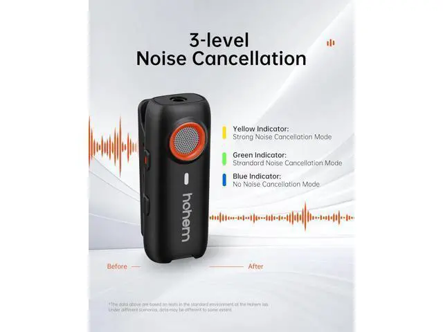 Alt view image 2 of 7 - hohem MIC-01 Wireless Lavalier Microphone for iPhone, Noise Cancellation, 48kHz 328ft Range, 20 Hours Battery, Wireless Microphone for iOS, Live Streaming, Vlog (2TX + 1RX + Charging Case)