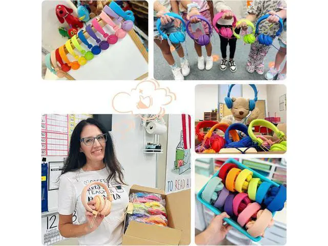Alt view image 4 of 7 - Headphones for Classrooms K-8 School Use, Wired Bulk, 85dB Volume Limited with Mic, Foldable & Shareable, 3.5mm Jack, Rainbow Colors (12 Pack)