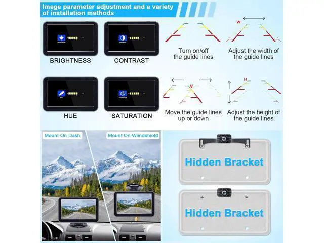 Alt view image 7 of 7 - 7-Inch Wireless Backup Camera for Truck - 2 Channel, DIY Grid Lines, HD 1080P, Night Vision, IP69K Waterproof, Backup Camera for Truck, Pickup, Trailer, Cars - Parking Safety & Towing Assistance