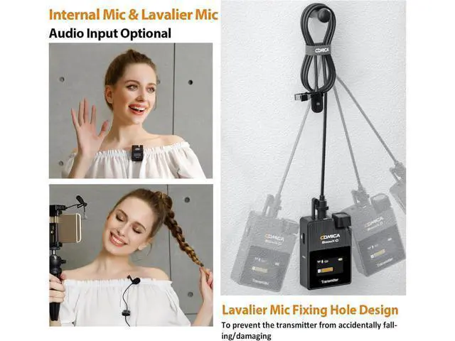 Alt view image 2 of 7 - COMICA BoomX-D2 Wireless Lavalier Microphone for iPhone, Android Camera, Dual Lapel Mic System with 2 Transmitters, 656ft Stable Range, Noise Cancelling, Ideal for Vlog, YouTube, Content Creators