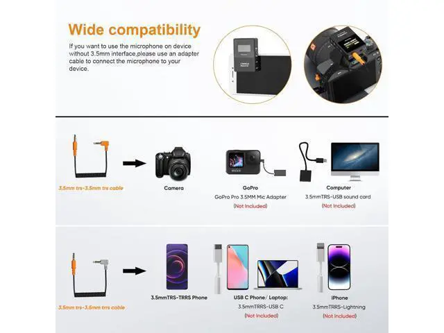 Alt view image 3 of 7 - COMICA BoomX-D2 Wireless Lavalier Microphone for iPhone, Android Camera, Dual Lapel Mic System with 2 Transmitters, 656ft Stable Range, Noise Cancelling, Ideal for Vlog, YouTube, Content Creators