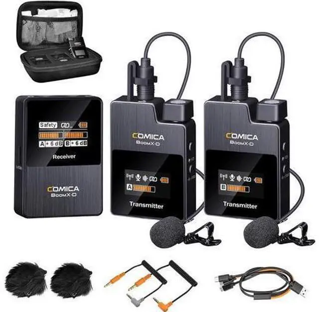 Main image of COMICA BoomX-D2 Wireless Lavalier Microphone for iPhone, Android Camera, Dual Lapel Mic System with 2 Transmitters, 656ft Stable Range, Noise Cancelling, Ideal for Vlog, YouTube, Content Creators