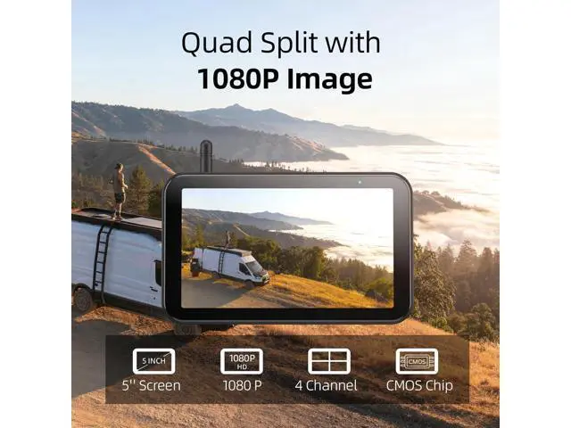 Alt view image 5 of 7 - eRapta RV Backup Camera Wireless System for Furrion with 5-Inch Monitor 1080P, 1 Rear Camera, Wide-View, Video Recording, IR Night Vision, IP69 Waterproof, Plug and Play for Camper -AY5
