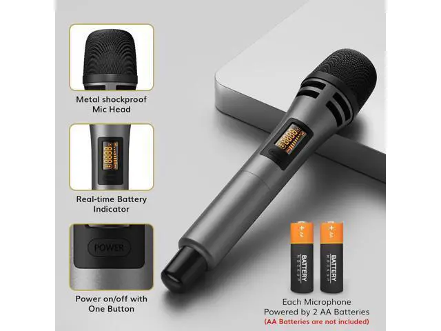 Alt view image 5 of 7 - TONOR Wireless Microphones System with 4x10 Channels Cordless Handheld Microfono Inalambrico, 60 m/200FT UHF Range, Mics with Stable Signal Transmission for Karaoke Singing Party Church Wedding