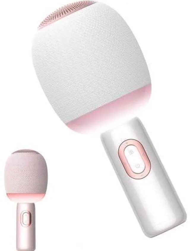 Main image of Wireless Bluetooth karaoke Microphone, 5-in-1 Portable Handheld Microphone for iPhone, Karaoke Microfono with Dynamic Lights for Car / Home Party, Music Record, Duet Singing Mic for Kids Adults-White