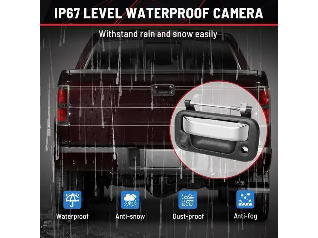 Alt view image 6 of 7 - RED WOLF Chrome Tailgate Handle Reverse Backup Camera Fit for 2004-2016 Ford F150 F250 F350 F450 F550 Explorer Lincoln Car Rear View Camera Replace 8L3Z-9943400-AC RCA Connector Optional Guideline