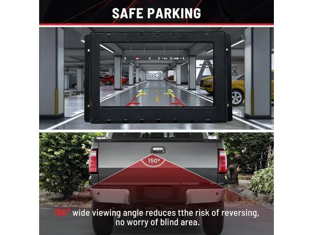 Alt view image 3 of 7 - RED WOLF Chrome Tailgate Handle Reverse Backup Camera Fit for 2004-2016 Ford F150 F250 F350 F450 F550 Explorer Lincoln Car Rear View Camera Replace 8L3Z-9943400-AC RCA Connector Optional Guideline