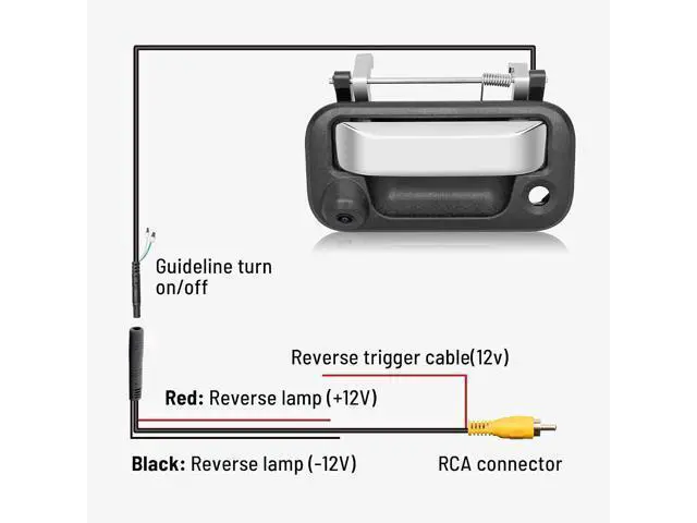Alt view image 7 of 7 - RED WOLF Chrome Tailgate Handle Reverse Backup Camera Fit for 2004-2016 Ford F150 F250 F350 F450 F550 Explorer Lincoln Car Rear View Camera Replace 8L3Z-9943400-AC RCA Connector Optional Guideline