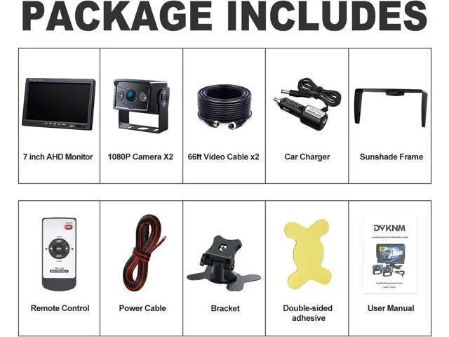 Alt view image 6 of 7 - Upgrade Dual Backup Camera Monitor Kit 7" HD 1080P Monitor IP69 Waterproof Rearview Reversing Rear View Camera for Truck Trailer Semi-Trailer Box Truck RV Pickup Truck Easy Installation (TZ102)