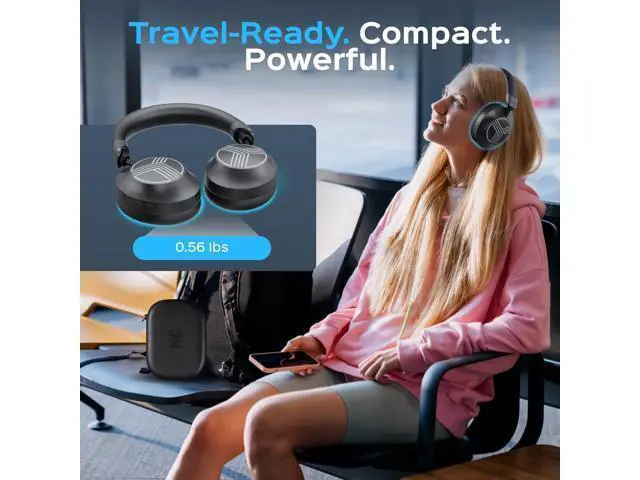 Alt view image 7 of 7 - TREBLAB Z7-Pro Wireless Headphones Noise Cancelling, Hybrid Active ANC Over-Ear Bluetooth 5.3 Headphones, 100% ANC, 3038H Playtime, 65ms Gaming Mode, Multipoint, Carrying Case
