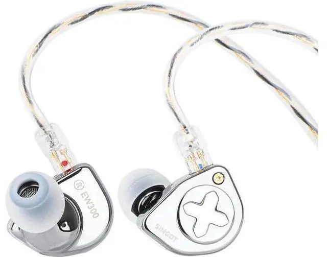 Main image of Linsoul SIMGOT EW300 1DD+1Planar+1PZT Hybrid Driver in Ear Monitor, Wired Earbuds IEM, Gaming Earbuds with Detachable Nozzles, Silver-Plated OFC IEM Cable for Audiophile Musician (Standard Edition)