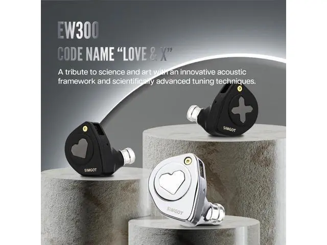 Alt view image 2 of 7 - Linsoul SIMGOT EW300 1DD+1Planar+1PZT Hybrid Driver in Ear Monitor, Wired Earbuds IEM, Gaming Earbuds with Detachable Nozzles, Silver-Plated OFC IEM Cable for Audiophile Musician (Standard Edition)