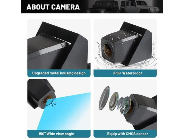Alt view image 2 of 7 - EWAY Classic 3.0 Adjustable Spare Tire Backup Camera for Jeep Wrangler JK JKU Rubicon Sahara Sport Unlimited 2007-2018, Heavy-Duty Metal Housing Rear View Reverse Parking Off-Road Wheel Mount Camera