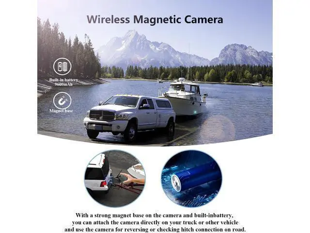 Alt view image 3 of 7 - WiFi Magnetic Wireless Backup Camera, LASTBUS Rechargeable 2.4Ghz WiFi Rear Camera for Easy Hitching Gooseneck Horse Boat Travel Trailer Fifth Wheels RV Camper for iPhone iPad Android iOS Smartphone