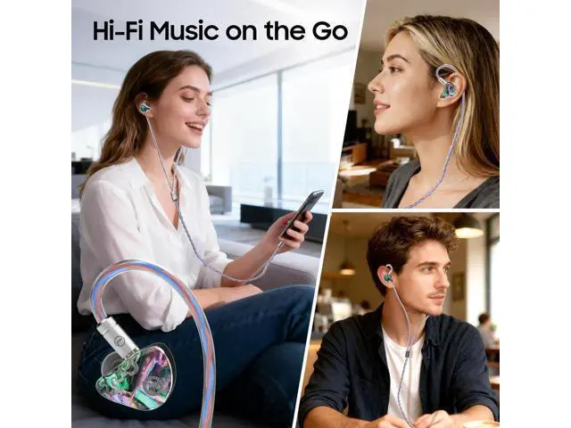 Alt view image 7 of 7 - HiFiGo IEMs Juzear x Z Reviews Defiant in Ear Monitor, 1DD +3BA Hybrid Drivers Earphone, HiFi Wired Gaming IEM Earbuds with Detachable Cable for Musician Audiophile Gamer (Rainbow)