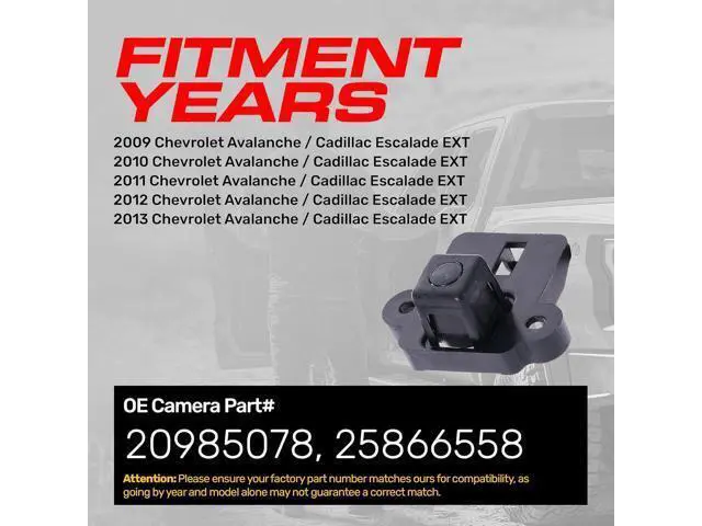 Alt view image 3 of 7 - Master Tailgaters Replacement for Chevrolet Avalanche/Cadillac Escalade EXT (2009-2013) Backup Camera OE Part # 20985078, 25866558