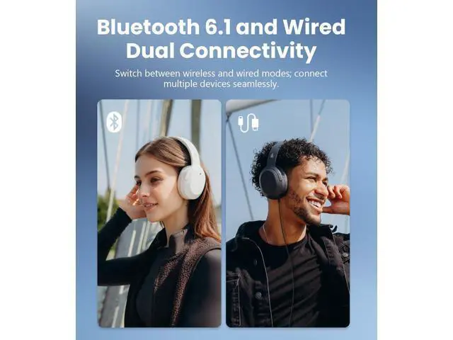 Alt view image 4 of 7 - Edifier W820NB Plus Gen 2 Wireless Over-Ear Noise Cancelling Headphone, -49 dB ANC, LDAC Hi-Res Audio, 88H Playtime, Spatial Sound, Volume Guard, Bluetooth V6.1 & Multipoint, Fast Charge - Ivory