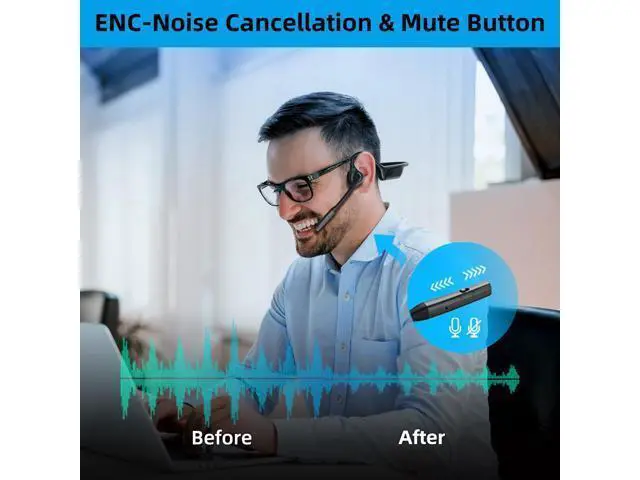 Alt view image 4 of 6 - ZIOCOM Air Conduction Headphone, Open Ear Headphone with Mic and Noise Canceling, aptX-LL Bluetooth Wireless Headset with USB-A Dongle, Compatible with PS4/PS5/PC/Online Meeting