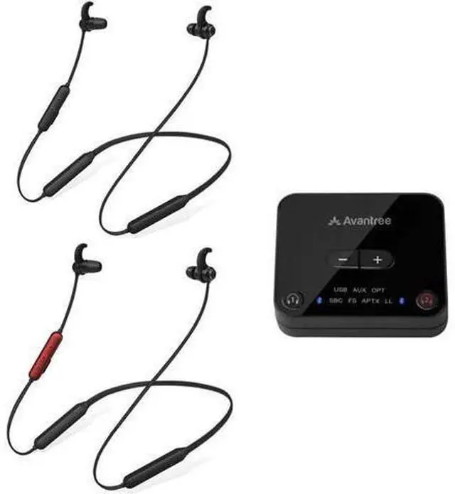 Main image of Avantree HT41866 - Wireless Earbuds for TV Listening (Set of 2), 20H Neckband Headphones with Bluetooth Transmitter for Optical Digital Audio, RCA, 3.5mm Aux Ported TVs, Plug & Play, No Audio Delay