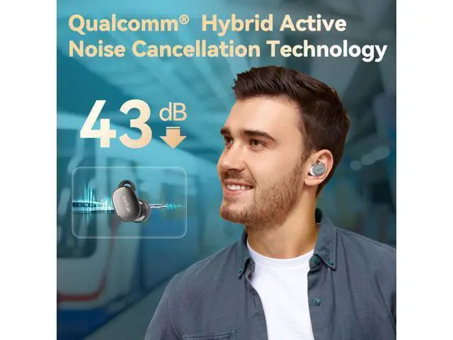 Alt view image 4 of 7 - EarFun Free Pro 3 Noise Cancelling Wireless Earbuds, Hi-Res Sound, Snapdragon Sound with Qualcomm aptX Adaptive, 6 Mics ENC, Bluetooth 5.3 Earbuds, Multipoint Connection, Custom App, Wireless Charge