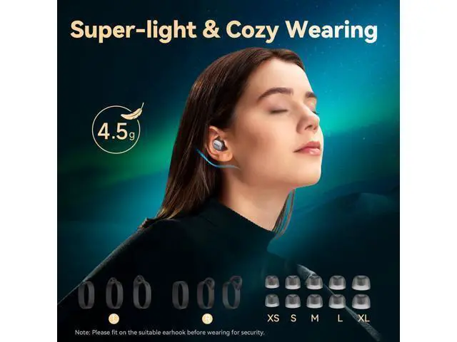Alt view image 6 of 7 - EarFun Free Pro 3 Noise Cancelling Wireless Earbuds, Hi-Res Sound, Snapdragon Sound with Qualcomm aptX Adaptive, 6 Mics ENC, Bluetooth 5.3 Earbuds, Multipoint Connection, Custom App, Wireless Charge