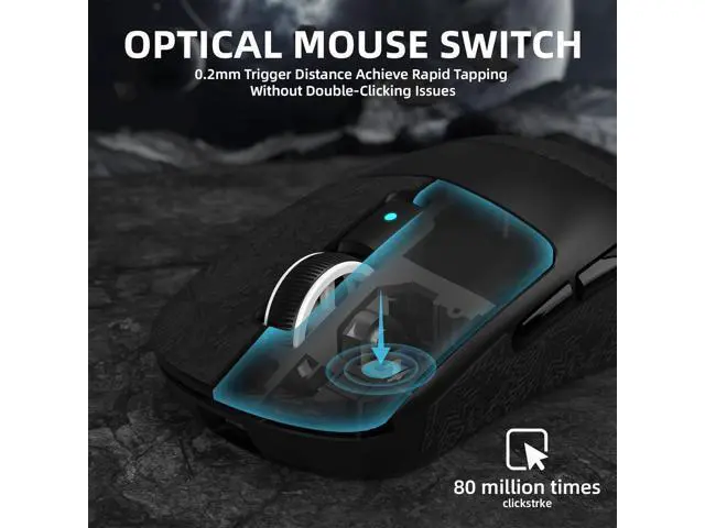 Alt view image 5 of 7 - ATTACK SHARK R6 39g Superlight Wireless Gaming Mouse,PixArt PAW3950MAX 42000 DPI,MCU Nodic 52840 Computer Mouse,8K Polling Rate Web Driver,BT/2.4Ghz/Wired Tri-Mode Mice with Coiled Cable-Black&Tape