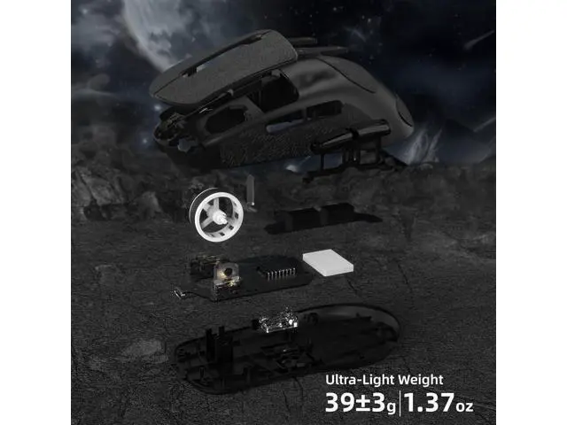 Alt view image 7 of 7 - ATTACK SHARK R6 39g Superlight Wireless Gaming Mouse,PixArt PAW3950MAX 42000 DPI,MCU Nodic 52840 Computer Mouse,8K Polling Rate Web Driver,BT/2.4Ghz/Wired Tri-Mode Mice with Coiled Cable-Black&Tape