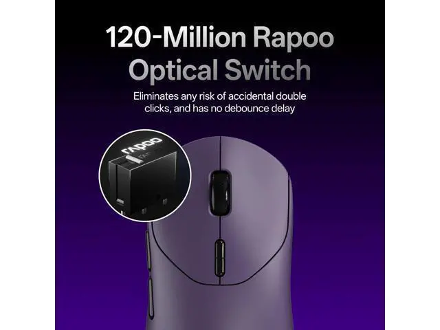 Alt view image 6 of 7 - Rapoo VT2 MAX Wireless Gaming Mouse, True 8K Wireless Polling Rate, 53g Lightweight, Up to 750 Hr Battery, Nordic nRF54L15 MCU, 120-Million Optical Switch, 10 Programmable Buttons, Macro Enabled