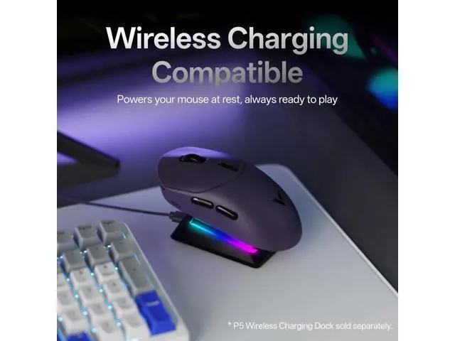 Alt view image 7 of 7 - Rapoo VT2 MAX Wireless Gaming Mouse, True 8K Wireless Polling Rate, 53g Lightweight, Up to 750 Hr Battery, Nordic nRF54L15 MCU, 120-Million Optical Switch, 10 Programmable Buttons, Macro Enabled