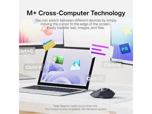 Alt view image 3 of 7 - Rapoo MT760 PRO Wireless Mouse, NearLink + Bluetooth 5.0 Multi-Device, 12K DPI, 2K Polling, Ergo for Work & Gaming, 11 Programmable Buttons, On-Board Memory, Quiet Clicks, USB-C, 120 Days Battery Life