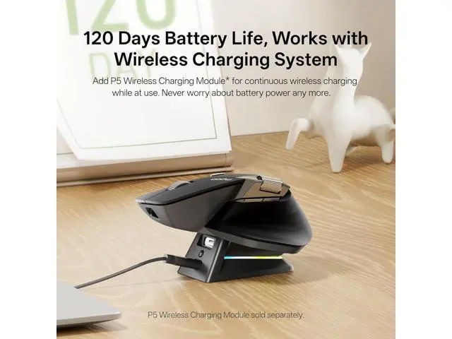 Alt view image 6 of 7 - Rapoo MT760 PRO Wireless Mouse, NearLink + Bluetooth 5.0 Multi-Device, 12K DPI, 2K Polling, Ergo for Work & Gaming, 11 Programmable Buttons, On-Board Memory, Quiet Clicks, USB-C, 120 Days Battery Life
